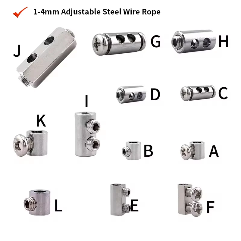 1-4mm Adjustable Steel Wire Rope Cable Locker for DIY Lamp Hanging Clamps Telescopic Double Hole Thread Locker Clamps 