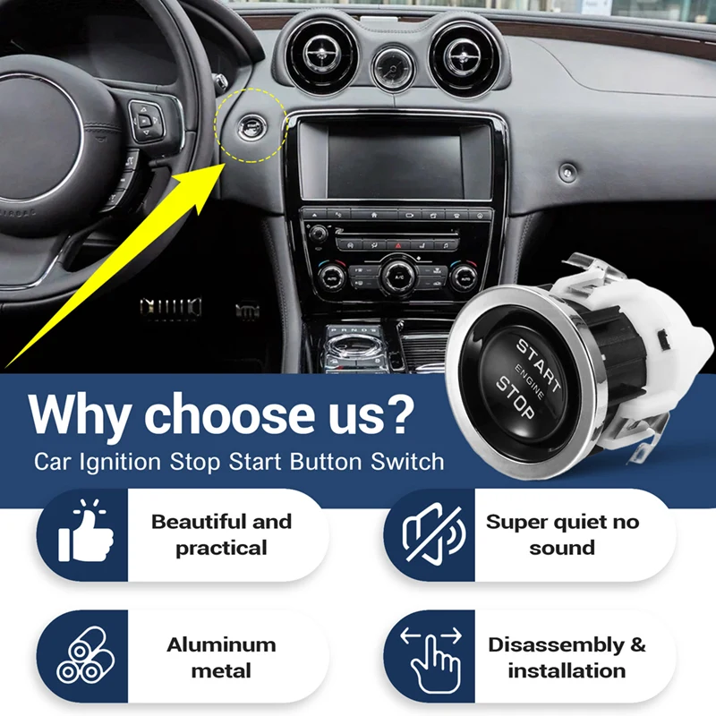 

Car Ignition Stop Start Button Switch C2D59751 For Jaguar XJ 2014-2019 Engine Start Switch One Button Start Switch