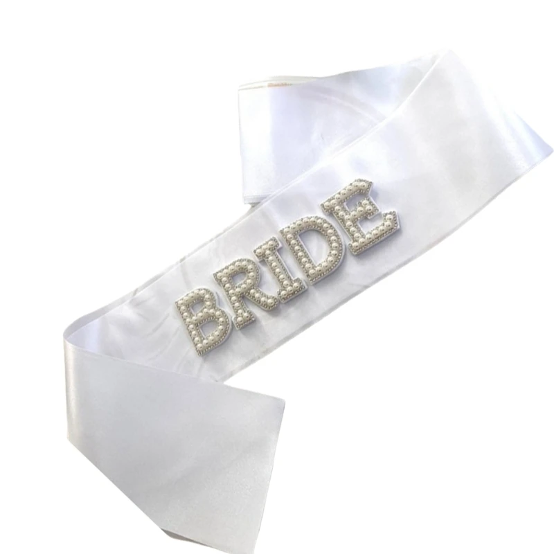 Adjustable Bride Party Sashes Elegant Pearls and Rhinestones Letter Sashes Bachelorette Party Supply Dropship