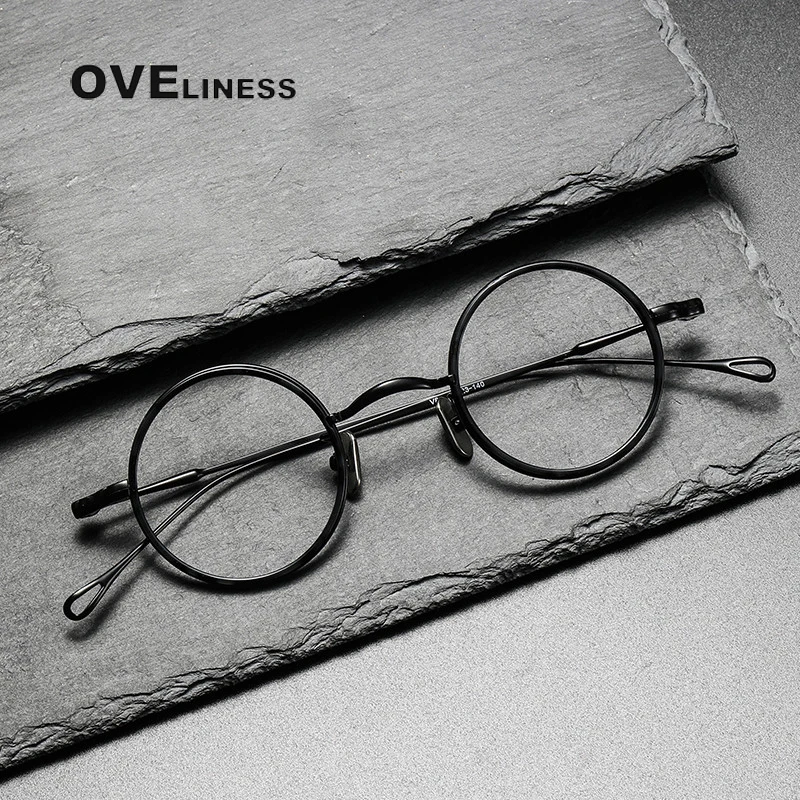 pure Titanium Glasses Frame Men Vintage Round Myopia Optical Prescription Eyeglasses frames Women 2022 New Titan Retro Eyewear