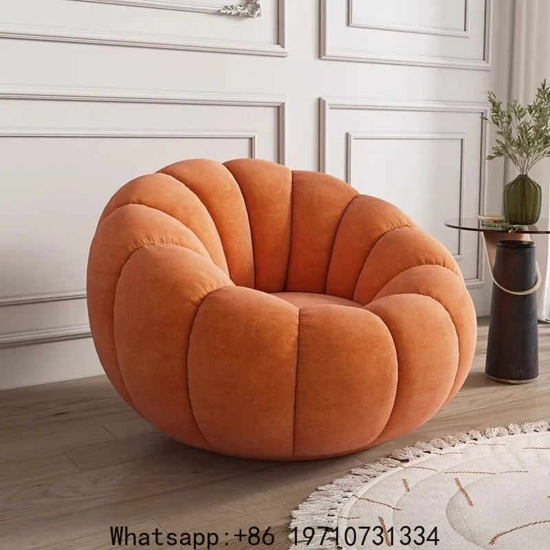 

Cream Wind Lazy Sofa Can Lie Down and Sleep Pumpkin Chair Small Apartment Cream Wind Fabric Single Sofa