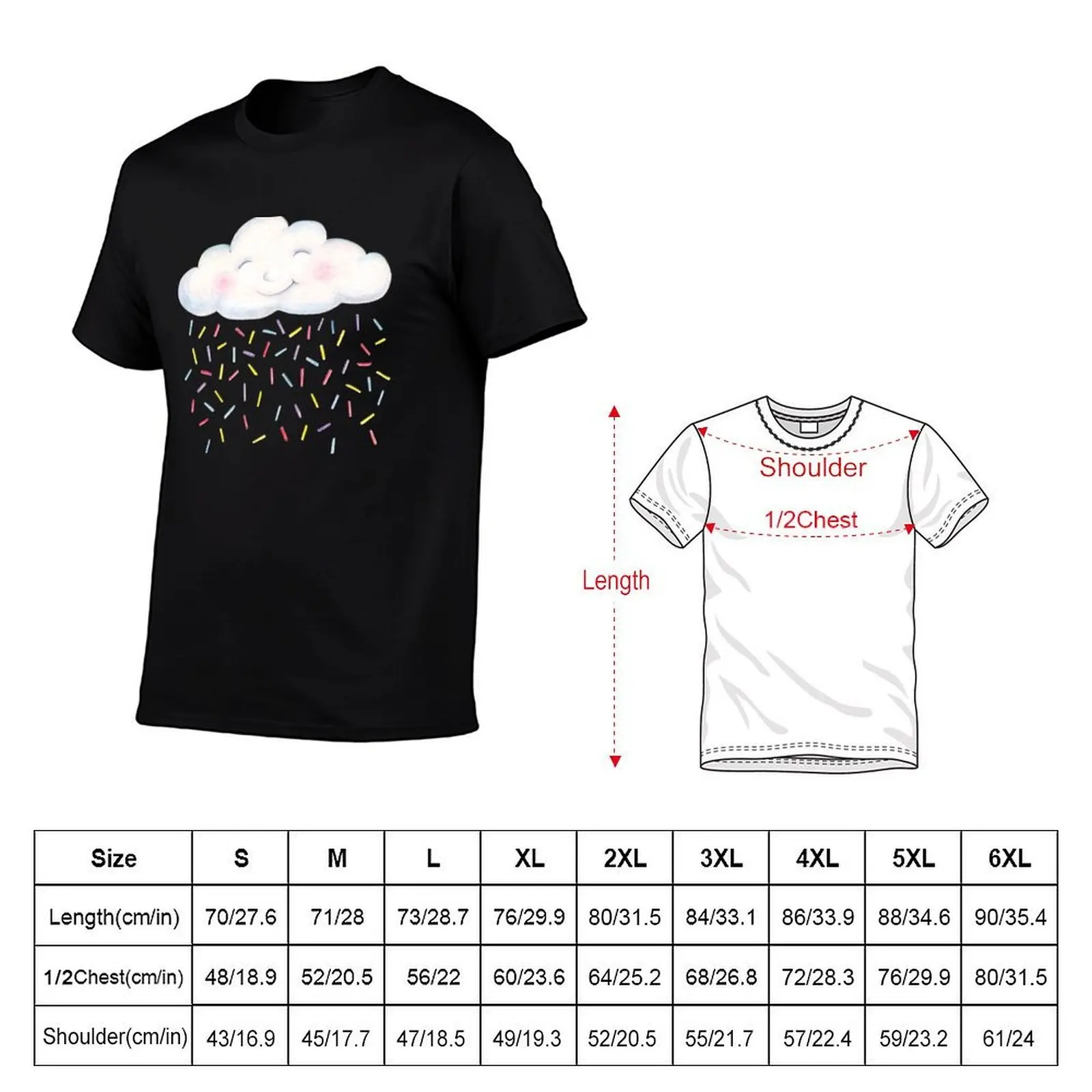 Happy whimsy clouds candy sprinkles T-Shirt funny shirt cotton man t shirt plain t shirts men