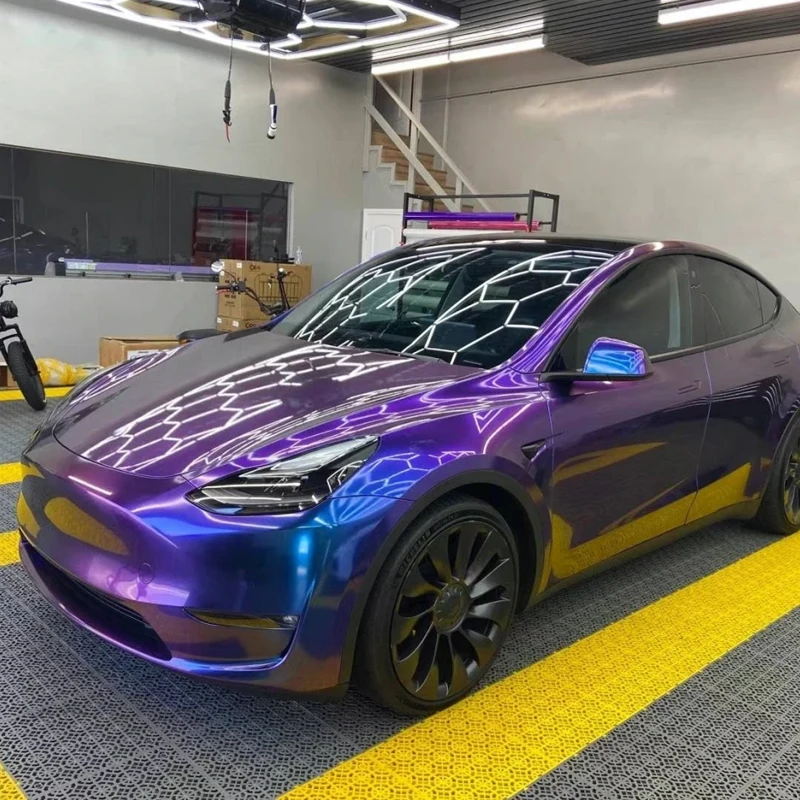 Sparkle Metallic Chameleon Vinyl Wrap Film Lila bis Rot Selbstklebende Aufkleber Motorrad Auto Wrapping Folie mit Air Release
