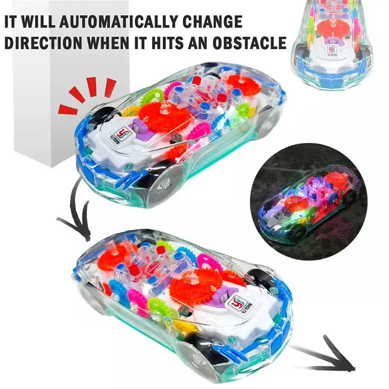 Simulated Electric Toy Car with Transparent Gear Rotation And Sound Light Effect Universal Baby Favorite Holiday Gift