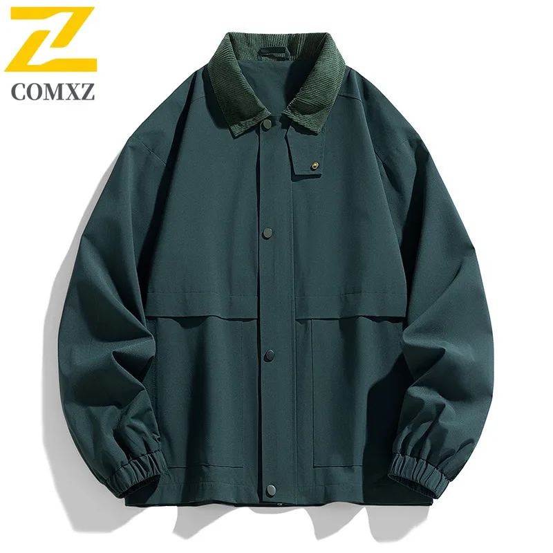 

COMXZ, осенняя новая куртка 2025 года, мужская повседневная тонкая куртка с воротником на молнии для рыбалки, модная уличная стильная легкая верхняя одежда для пешего туризма