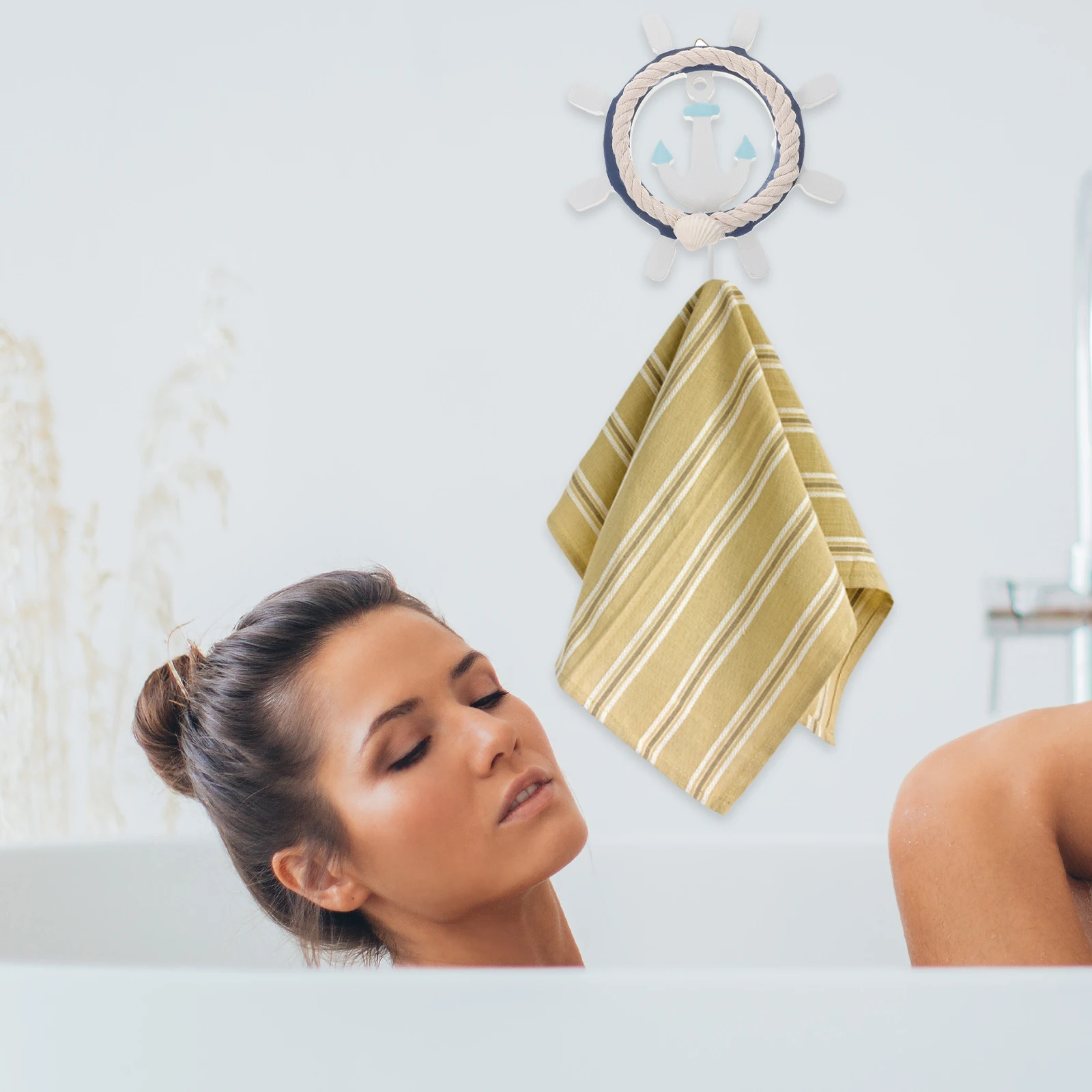 

Ocean Decorative Wall Hooks Anchor Shape Wooden Hanging Rack for Coats Hats Clothes Bags Premium Material