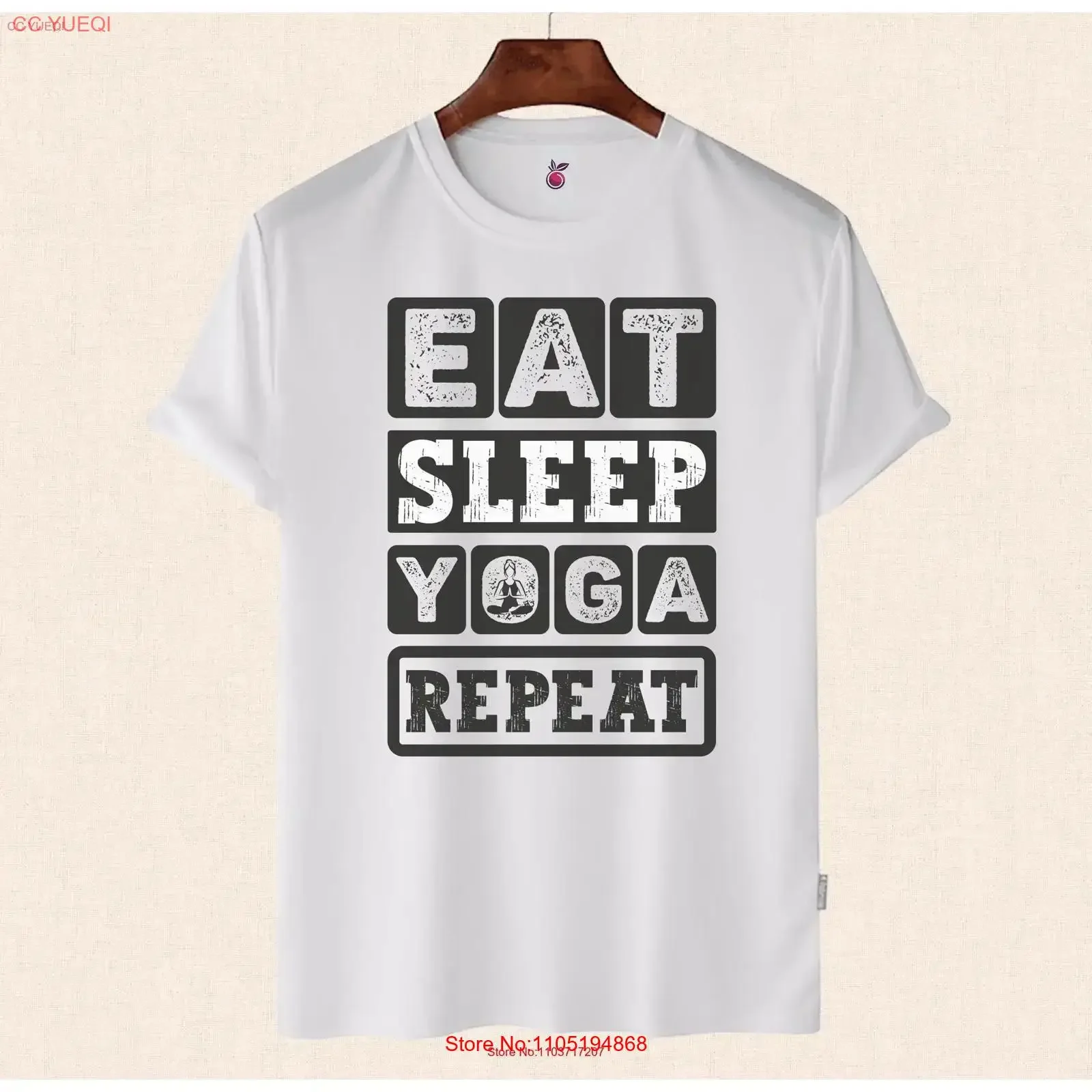 Eat Sleep Yoga RepeaT t-shirt amoureux de la méditation pour tenue de pleine conscience vintage lavé homme respirant polyvalent streetwear