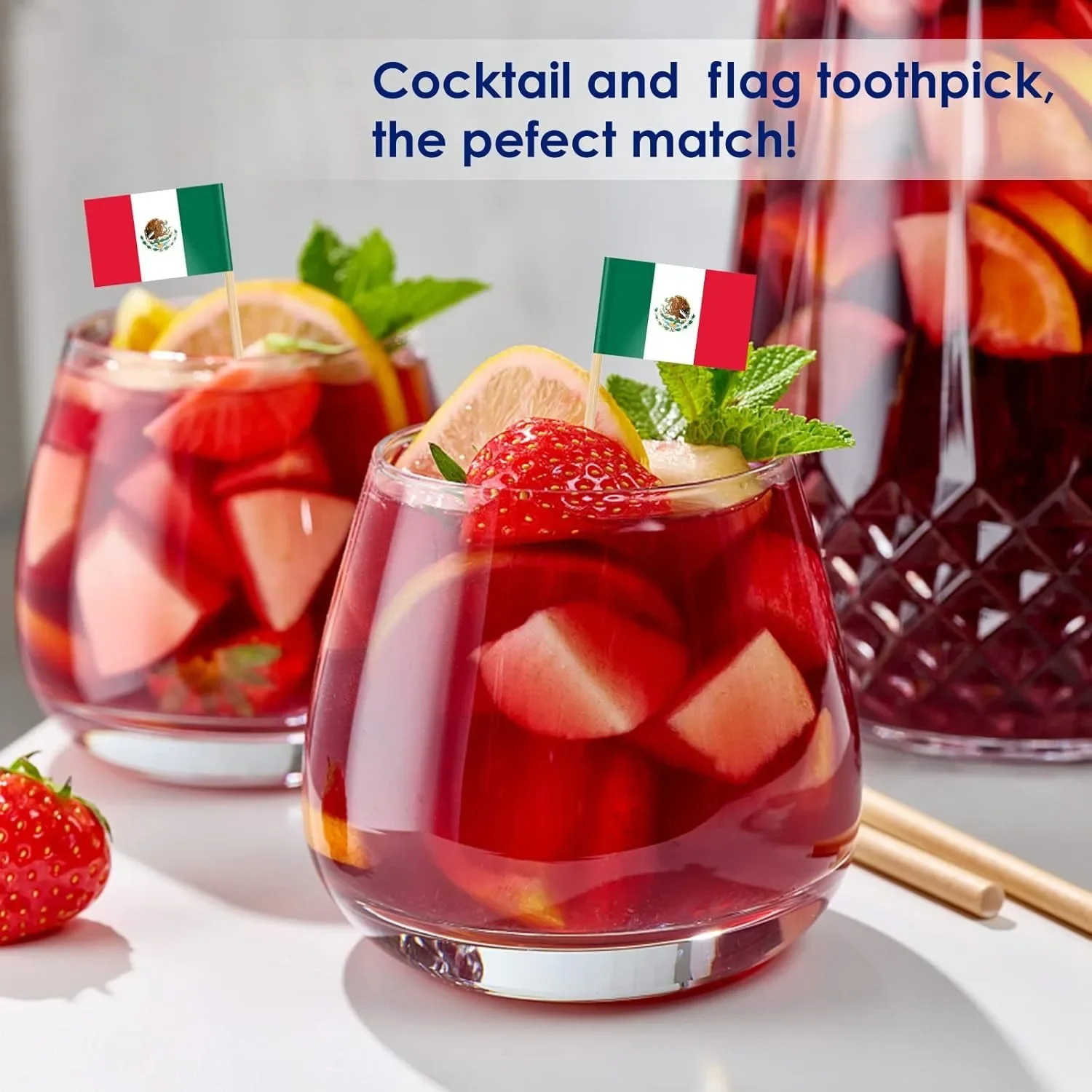 Mexico Toothpick Flag Mexican MX National Small Mini Cocktail Fruit Cupcakes Toppers Food Stick Flags Decorations,100 Pack