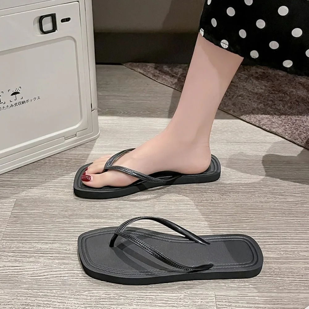 INS Нескользящие пляжные шлепанцы на мягкой подошве, однотонные модные женские тапочки, домашняя обувь в полоску, летние сандалии на плоской подошве для девочек