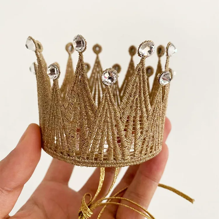 Kinder-Prinzessinnen-Kronen-Stirnband mit Blumen und Diamanten, Mädchen-Geburtstagsparty-Kopfschmuck, eleganter Kronenhut für Kinder – Detail 6