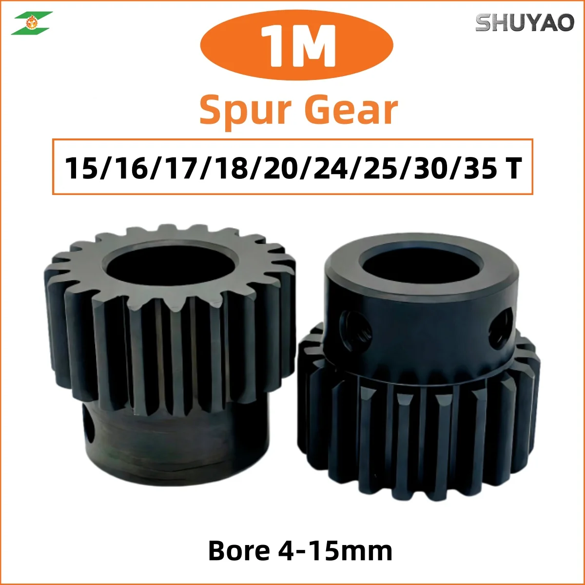1Mod Spur Gear Metal Transmission Gear 4-15mm Bore 45# Steel 1M 15/16/17/18/20/24/25/30/35 Tooth Pinion Motor Convex Gear