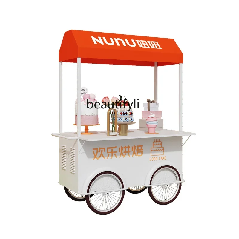 Outdoor market mobile cart wrought iron float night market stall selling gourmet snacks dining car