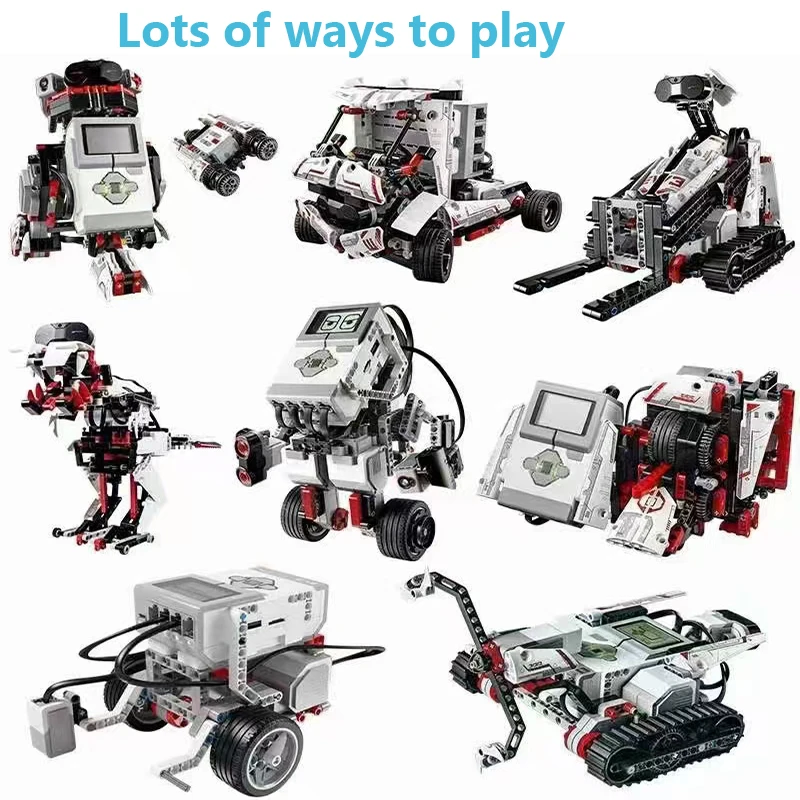 EV3 Compatible 45544 Robotics Kit, STEM Educational Programming Blocks for Beginners, DIY Electronic Set with Motor