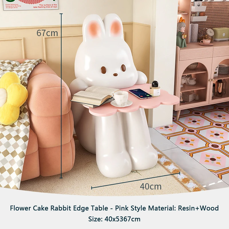 Home Decor Rabbit Side Table Landing Ornaments Sculptures & Figurines Decoration Accessories Living Room Resin Animal Statues