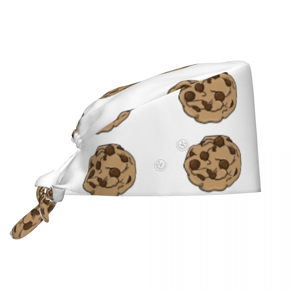 Chapeau de travail en tissu à motif de biscuits aux pépites de chocolat, bonnet chirurgical réglable pour hommes et femmes, idéal pour les infirmières et les dentistes