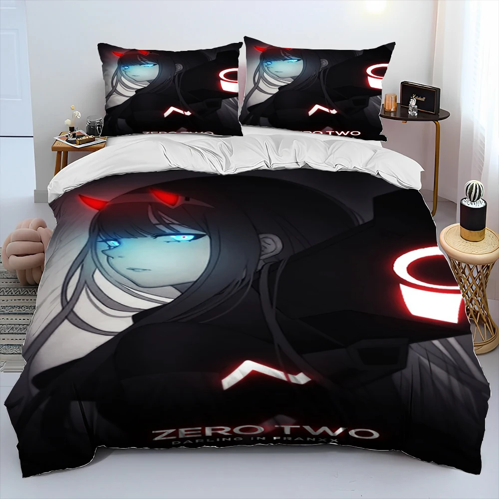 Imagem -03 - Querida in The Franxx Anime Consolador Bedding Grupo Capa de Edredão Conjunto de Cama Quilt Cover Fronha Queen Size Kid Pcs