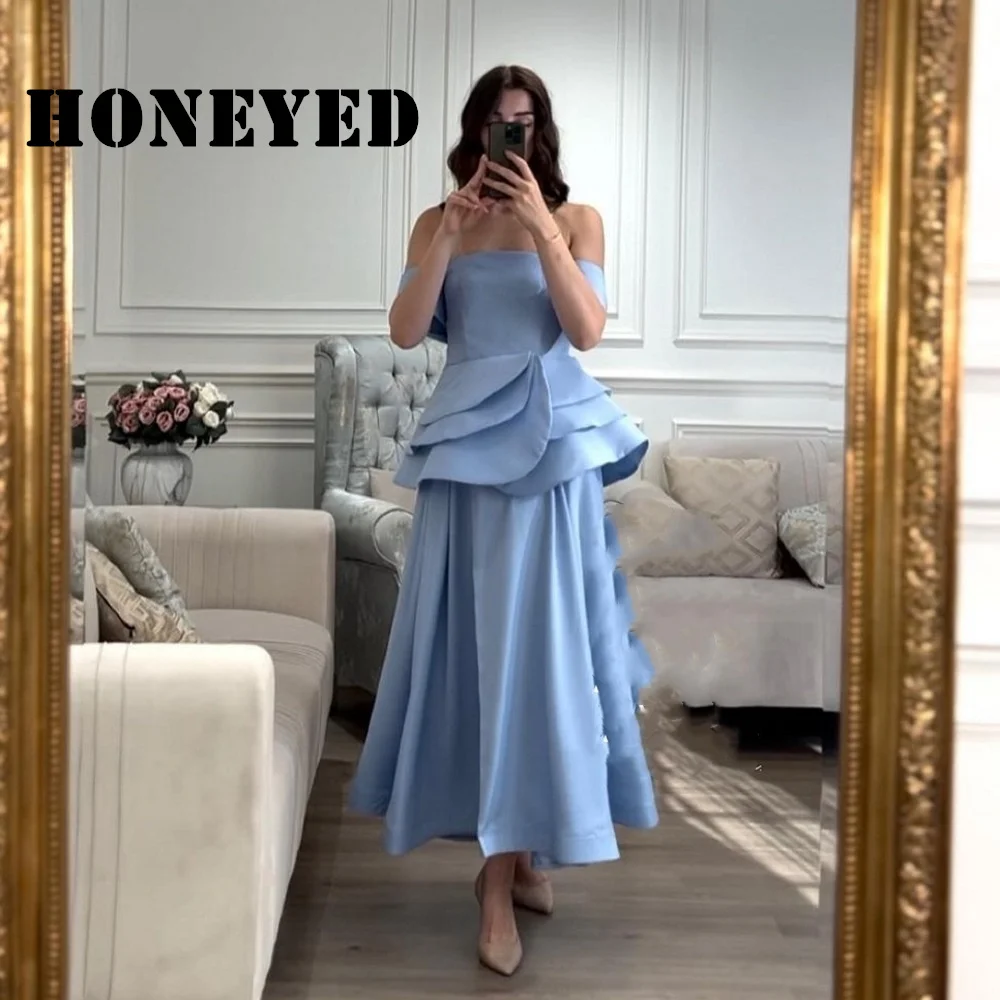 Honeyed Simple Style Women's Formal Occasion Dress Fashion and Ankle Sexy Strap Asymmetric Design Backless Prom Customizable