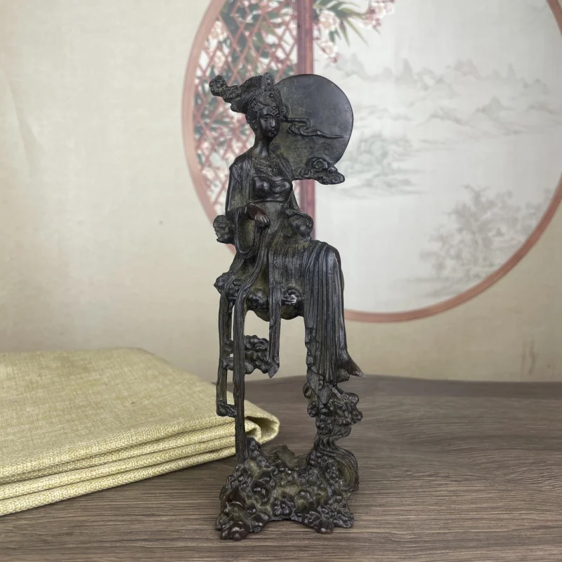 

Antique-Style Chang'e Figurine Chinese Style Living Room Decoration Lady Collectible Handicraft Old Patina Gift