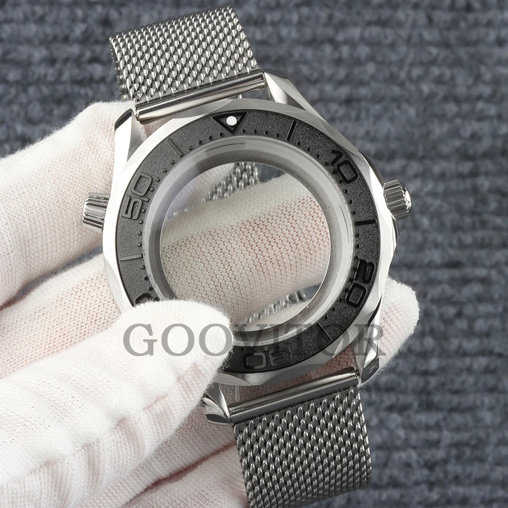 41mm NH35 Uhrengehäuse mit Mesh-Armband, wasserdicht, für NH35 NH36 Uhrwerk, 31mm Zifferblatt, Edelstahl Seamaster 300 Uhrengehäuse – Detail 2