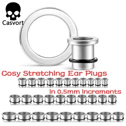 Casvort Cosy Basic Ear Gauges Tunnels Expander Plugs 0.5mm Increments Piercing Body Jewelry Expander 316L Stainless Steel