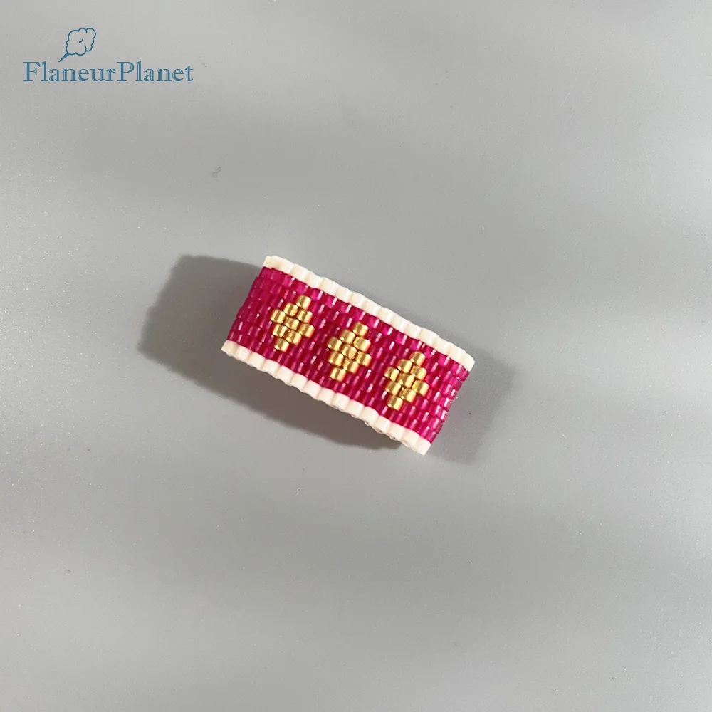 FlaneurPlanet Beaded Miyuki Magenta Ring