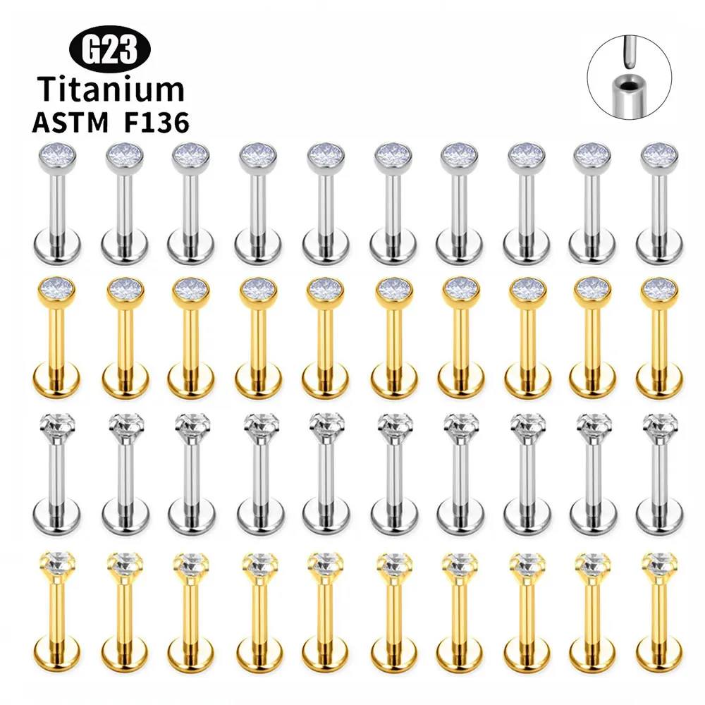 

Sexy G23 ASTM F136 Titanium Push Pin 5A Zircon Labret Lip Nose Piercing For Women Ear stud Tragus Cartilage Jewelry