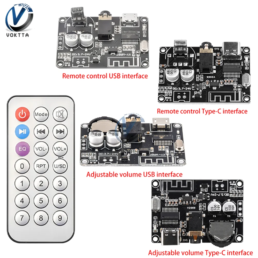 Bluetooth Audio Receiver board Remote Control Stereo Audio Music Module DC 3.7-24V Bluetooth 5.0 MP3 Lossless Decoder Board