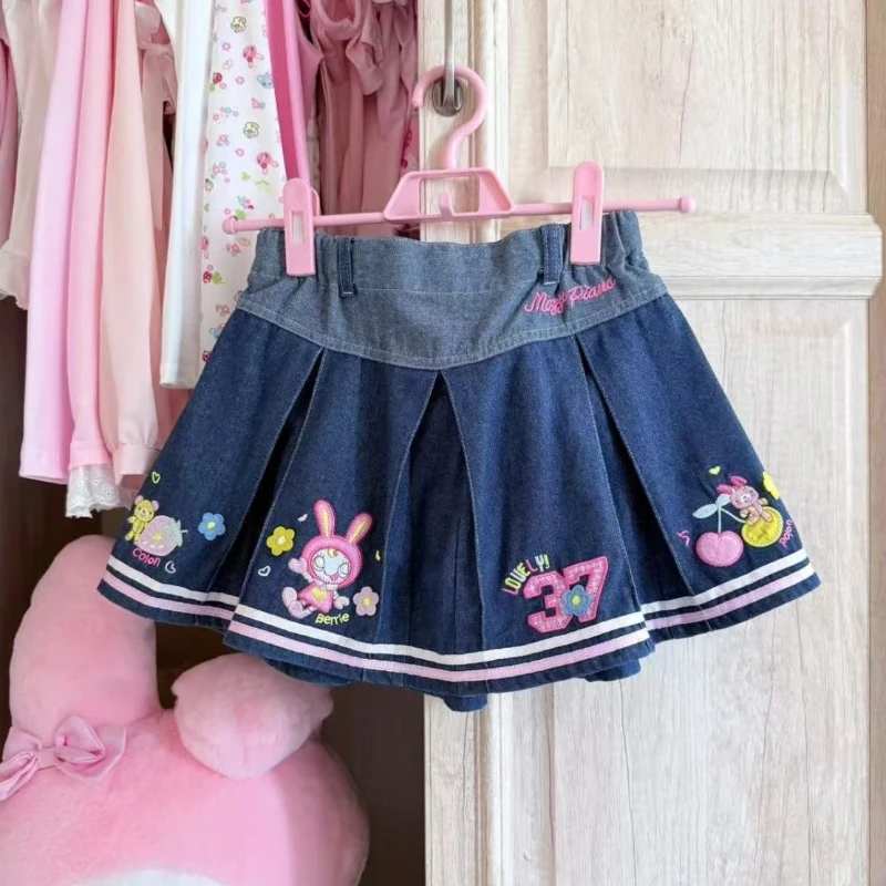 Vintage Japanese Cute Animal Graphic T Shirt Lace Mini Skirt Suit Teen Girls Y2k Daily Wear Outfits view 4