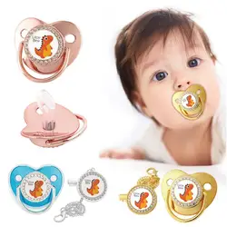 New Diamond Cartoon Dinosaur Pacifier Photography Accessories Newborn 0-3 Years Pacifier Baby Teether Toy with Dust Cover and Ch