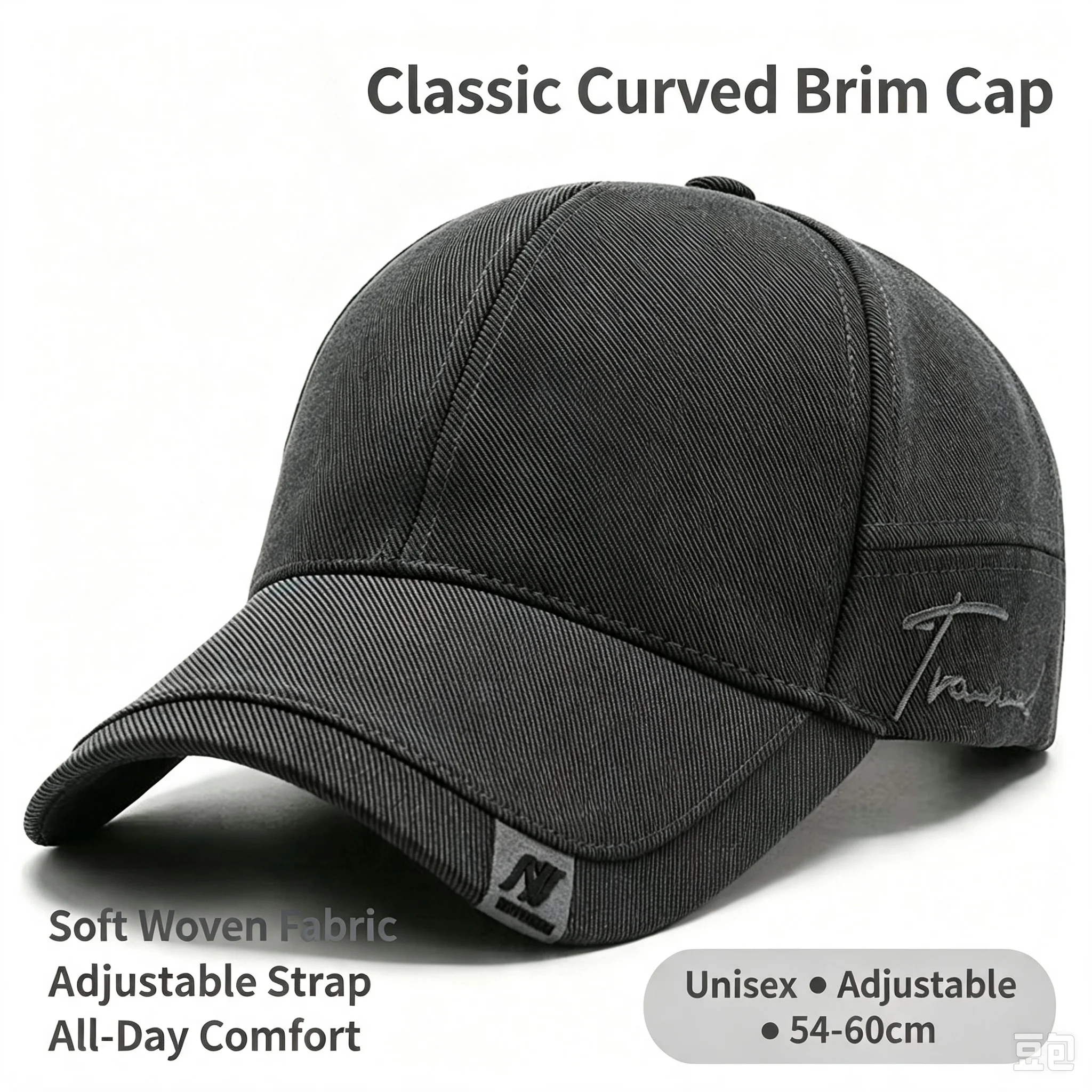 Men Women Classic Curved Brim Baseball Cap Solid Color Embroidery Casual Dad Hat Adjustable Outdoor Sports Sun Hat For Daily Wea