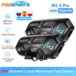 Fodsports M1-S Pro Motorcycle Intercom Bluetooth Helmet Headset 10 Riders Group Talk 2000m Intercomunicador Moto,APP Connect