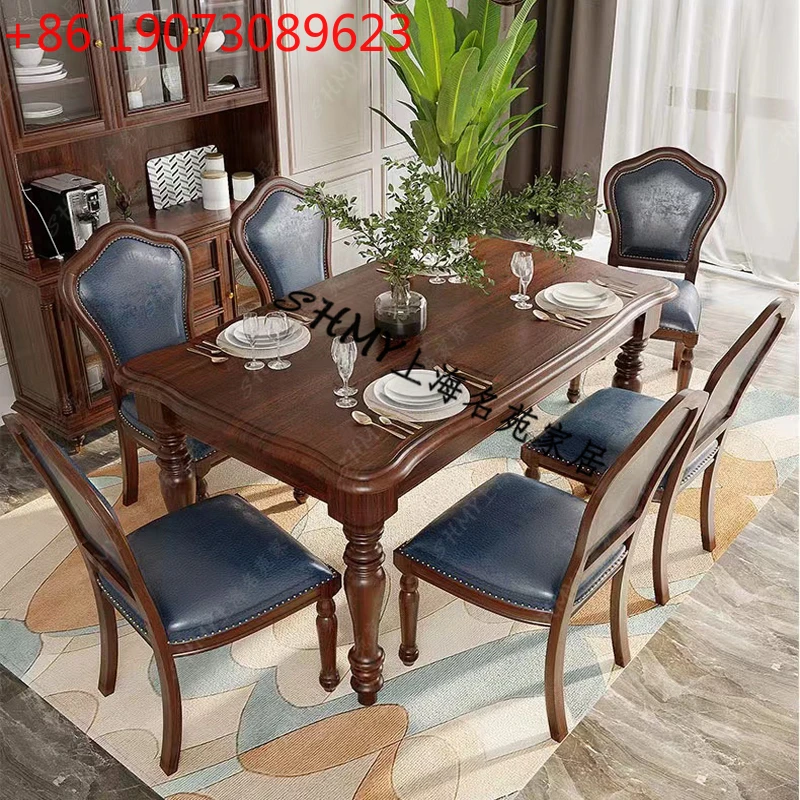 

Американский сельский квадратный обеденный стол из цельного дерева, обеденный стол в стиле ретро для небольшой квартиры