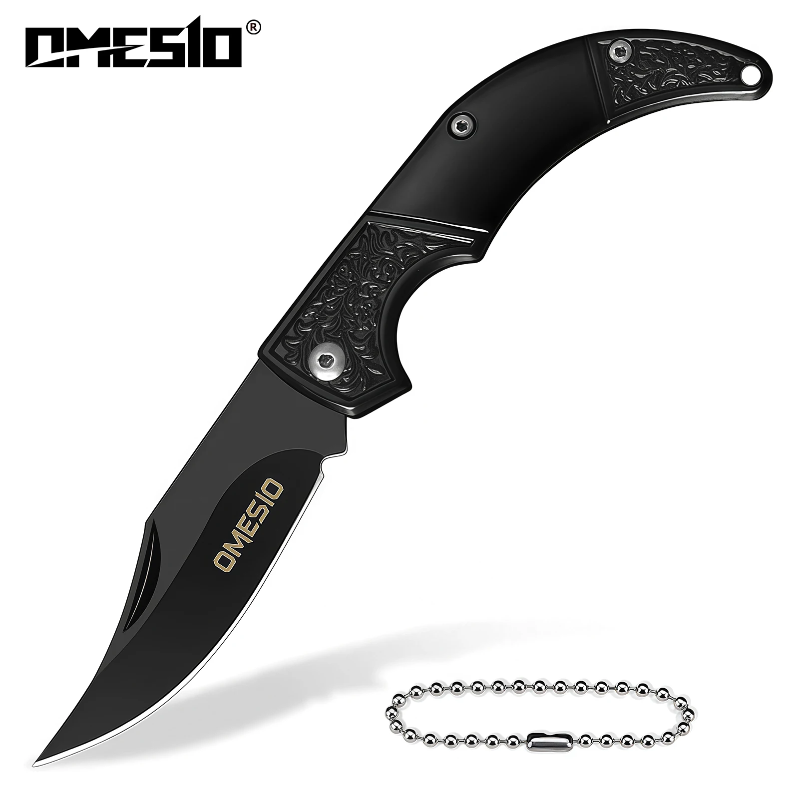 

OMESIO Mini Folding Knife, 3.35'' Small Two-Handed EDC Pocket Knife with Keychain - Outdoor Camping Survive for Men Woman