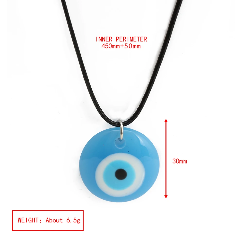 Lucky Eye Plastic Round Pendant Necklace Leather Rope Chain Turkish Evil Eye Necklace for Women Men Jewelry collar collier שרשרת