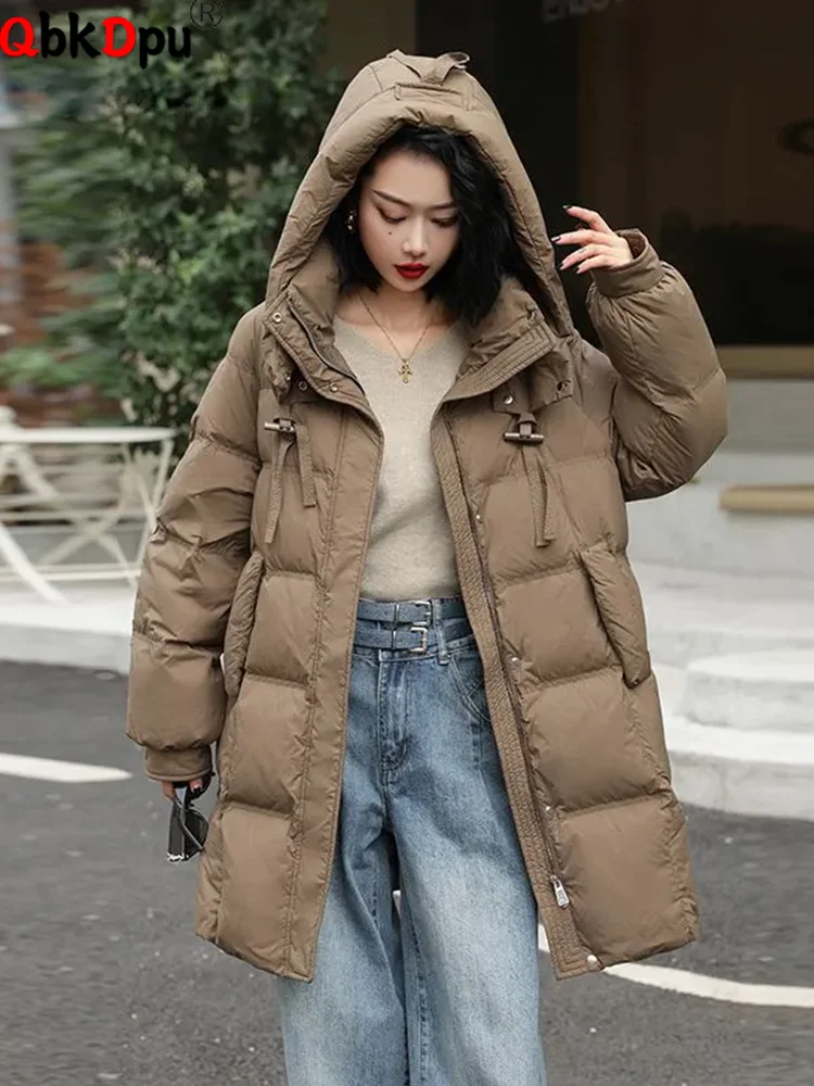 Winter Warm Down Cotton Jackets Tops Women Thicken Zipper Single Breasted Coats Casual Classic Solid Hooded Long Sleeve Abrigos