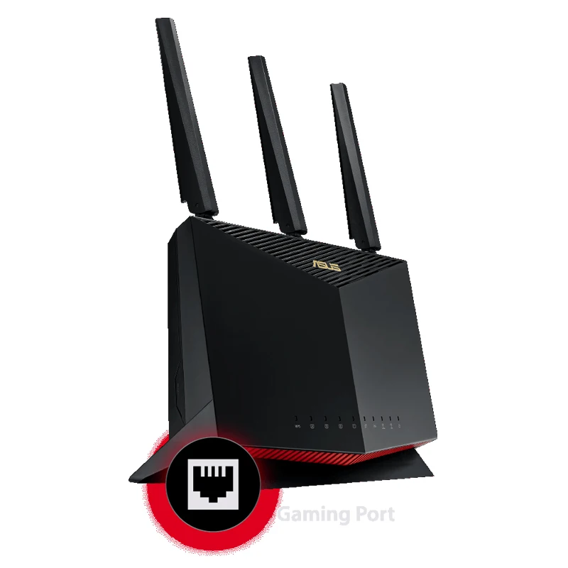 ASUS RT-AX86UPRO Router da gioco WiFi 6 Compatibile con PS5 5700Mbps Dual Band 802.11AX Up 2500Sq Ft, oltre 35 dispositivi Gioco VPN QoS