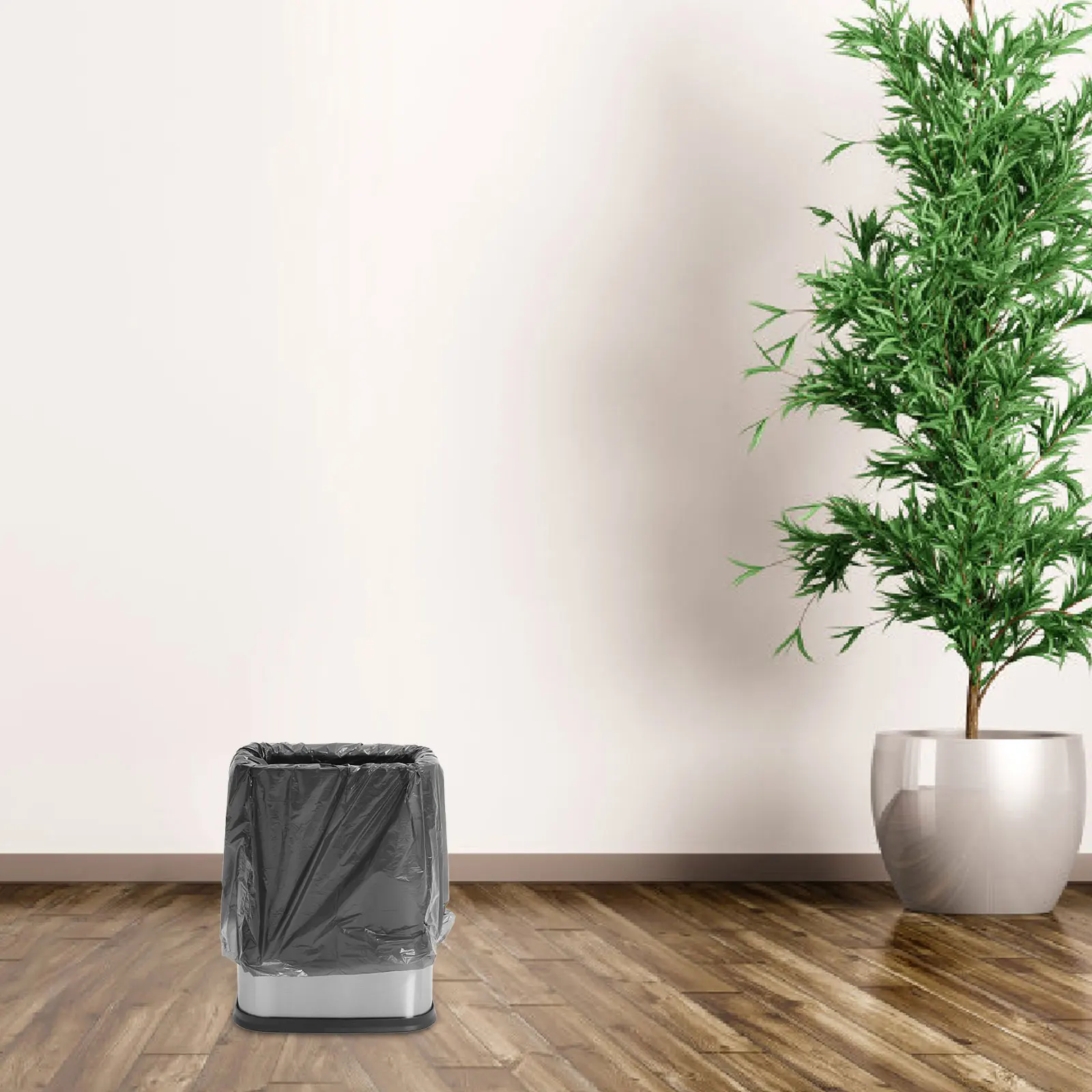 

Dual Compartment Stainless Steel Trash Can 8L Open Top Waste Basket For Kitchen Living Room Bathroom Compact Garbage Bin Modern