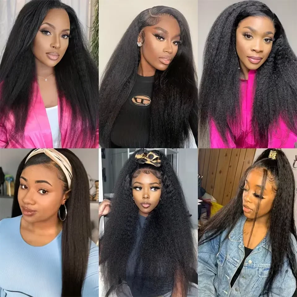 Human Hair Bundles With Closure Kinky Straight Peruvian Raw 3 4 Bundle With 4x4 5x5 HD Lace Closure Yaki Weave With 13x4 Frontal image 6