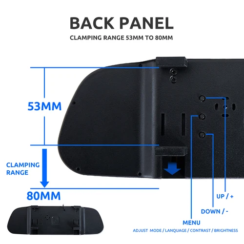 Imagen 2 del producto Cámara de visión trasera de coche MJDOUD con Monitor de espejo para estacionamiento de vehículos cámara de espejo retrovisor pantalla de 4,3 pulgadas cámara de marcha atrás HD