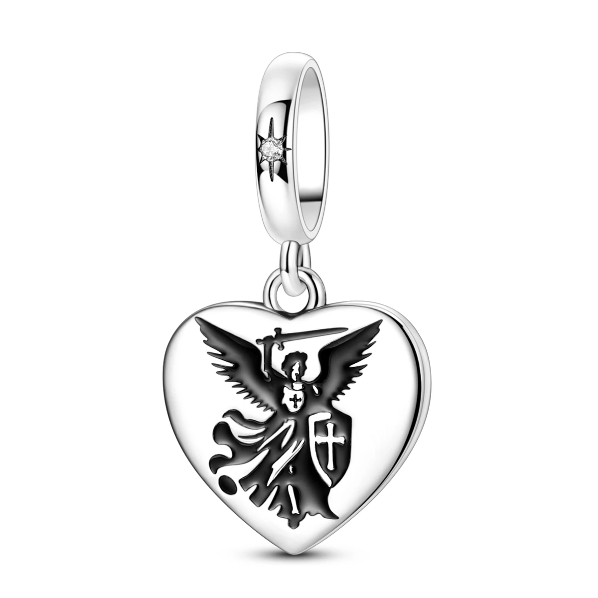 925 Sterling Silver Archangel Michael Heart Dangle Charm Pendant Religious Jewelry Fit Bracelets Necklaces Women DIY Jewelry
