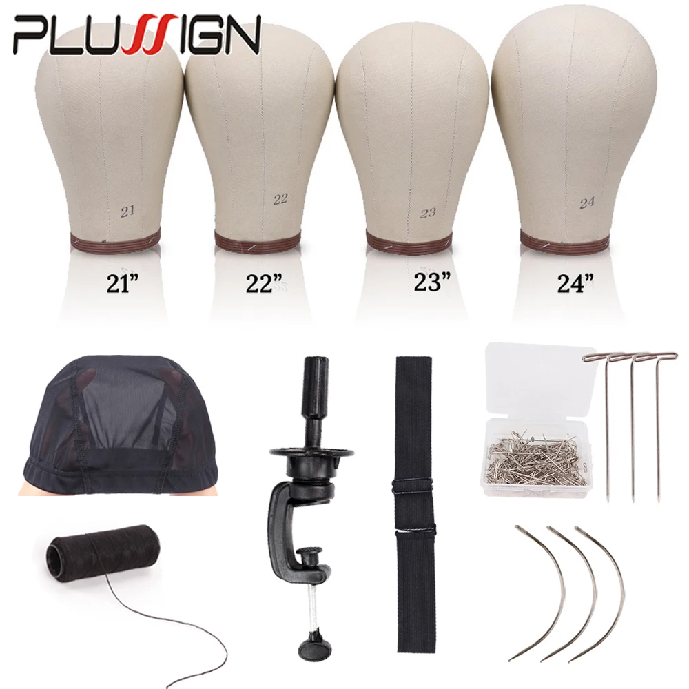 22 23Inch Mannequin Head With Stand Canvas Cork Head Wig Model With Mount Hole For Diy Wig Making Beginner Wig Making Tool Kit