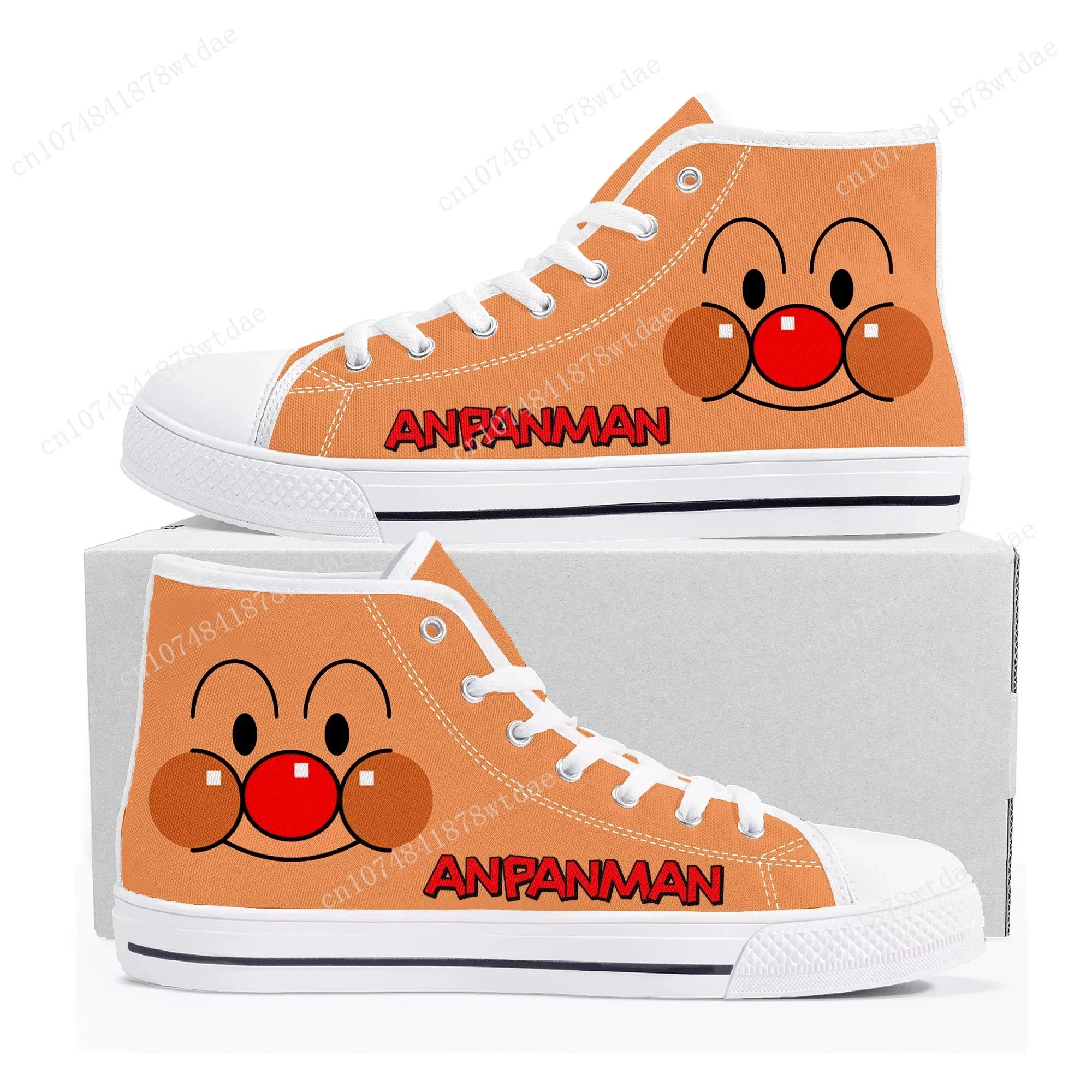 Anpanman High Top Sneakers Mens Womens Teenager High Quality Canvas Sneaker Japanese Anime Cartoon Couple Customized Shoes