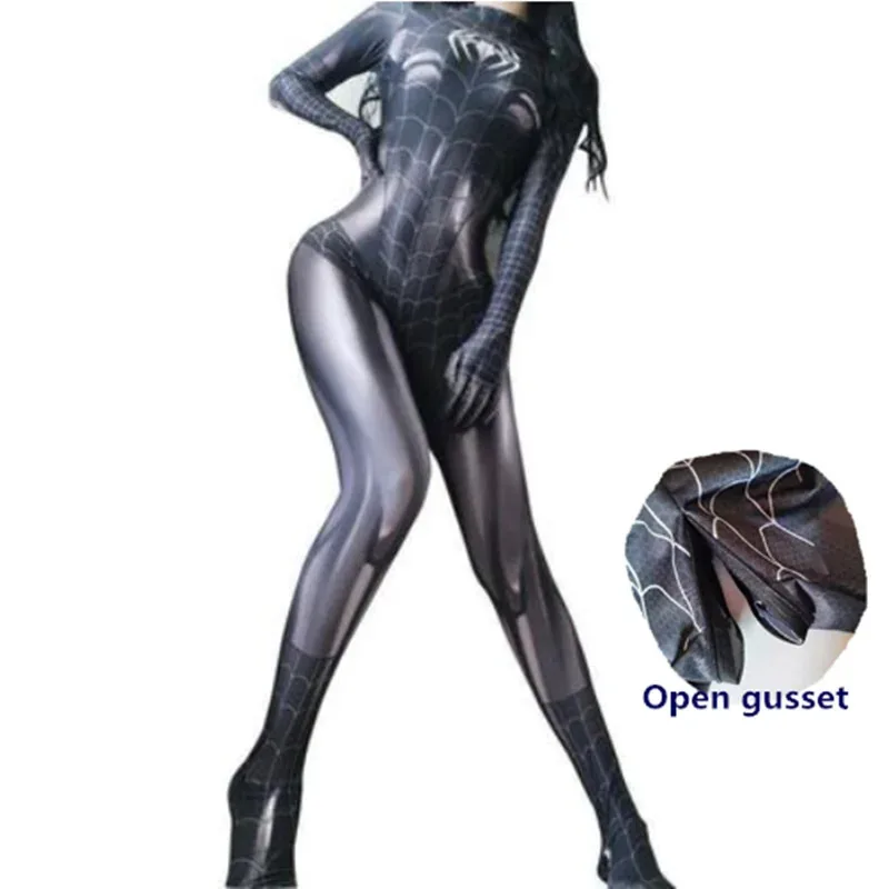 

Sexy Black 2024 Superhero Cosplay Costume For Women Halloween Christmas 3D Printing Jumpuit Bodysuit Onesies