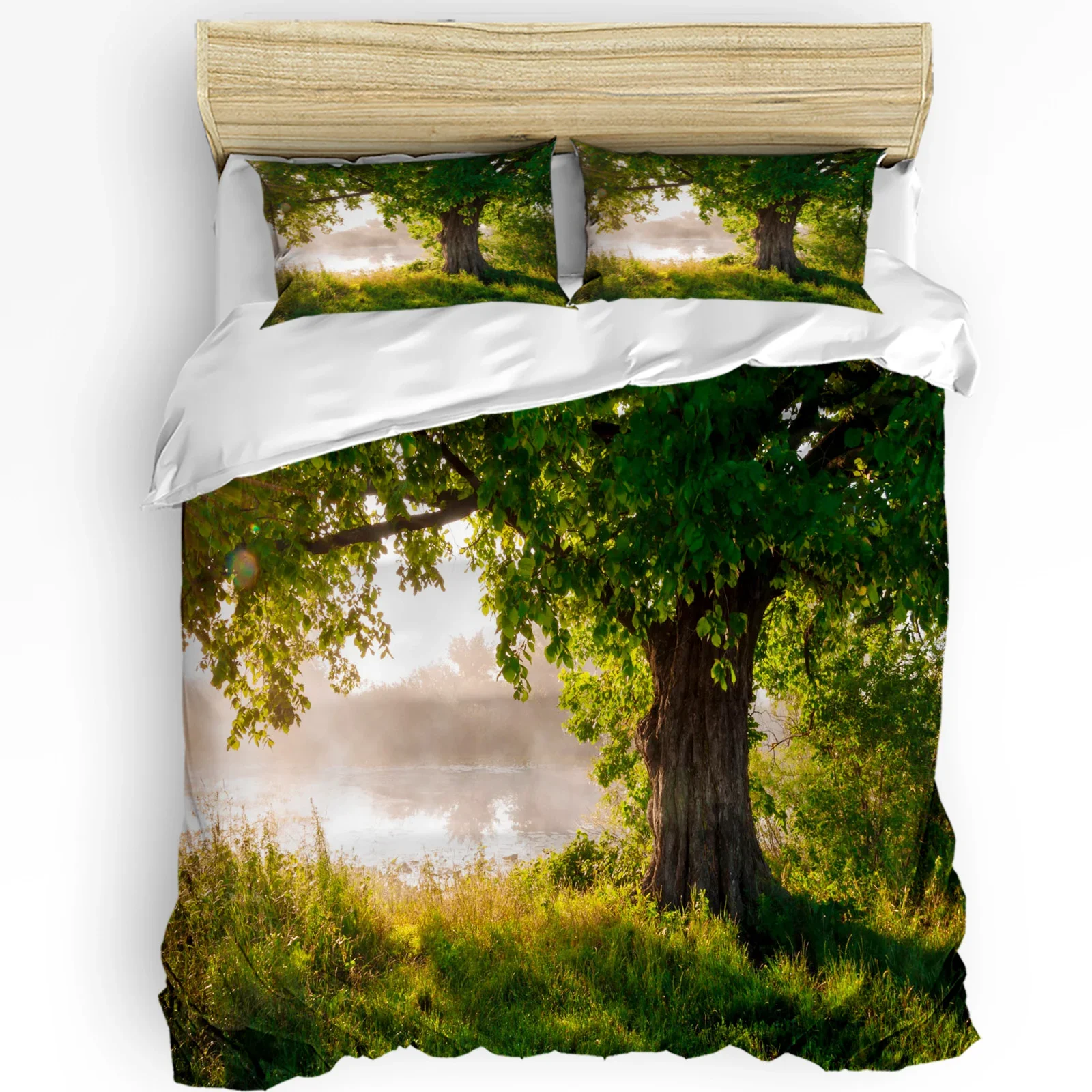 

Arbor Tree Lake Landscape Printed Comfort Duvet Cover Pillow Case Home Textile Quilt Cover Boy Kid Teen Girl 3pcs Bedding Set