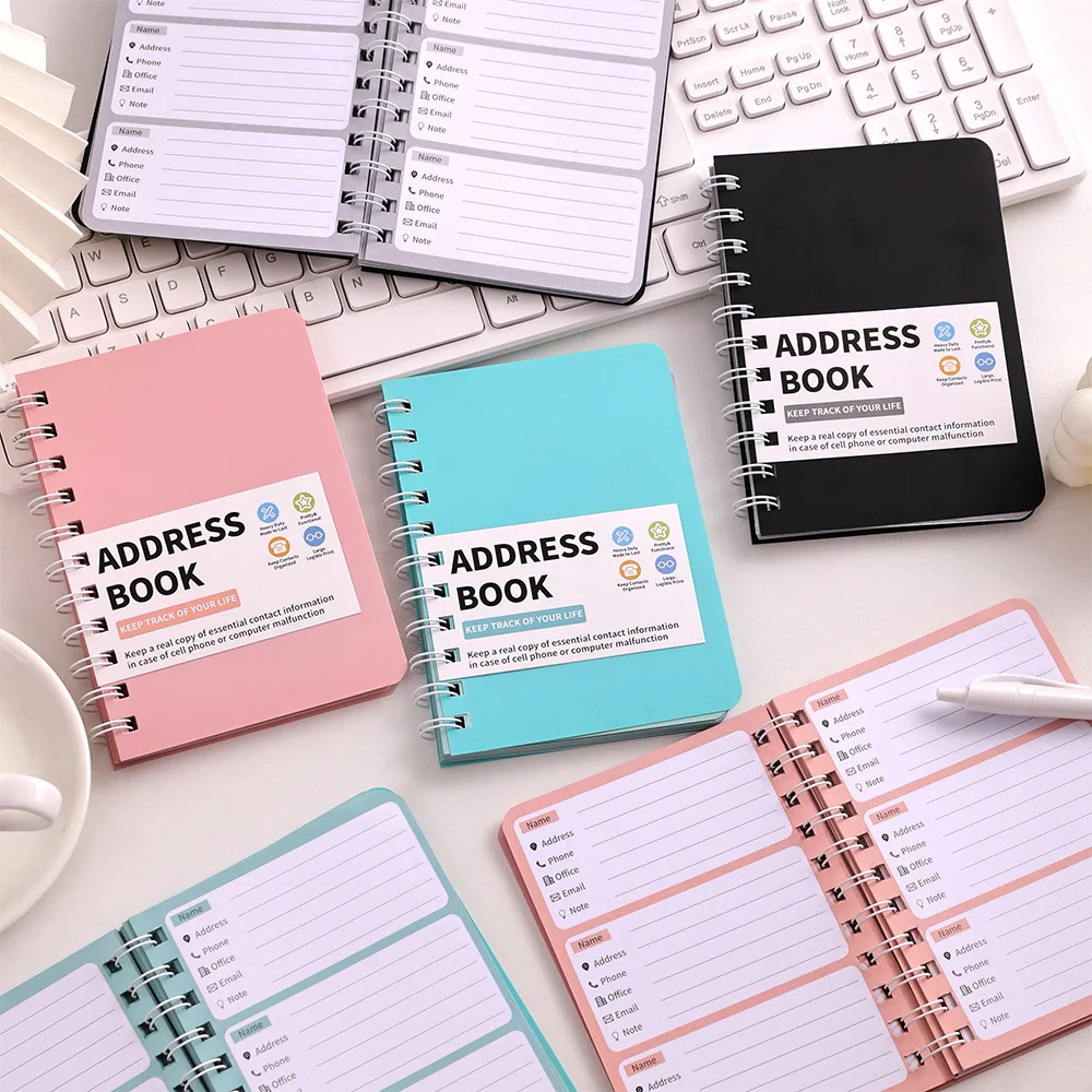 65 sheets Waterproof PVC Cover Address Telephone Book Organizer Planner Colored Inner Pages With Colorful A-Z Sticker Tabs