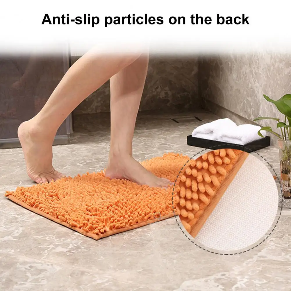 Large Chenille Mat Anti-Slip Bathroom Rug Quick Absorbent Quick-Dry Bath Mat Solid Color Long Plush Shower Sink Kitchen Carpet