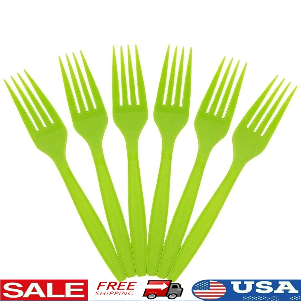

Lime Green Disposable Plastic Forks 7 Inch 100 Pack Durable Cutlery Perfect Parties Events Picnics Birthdays