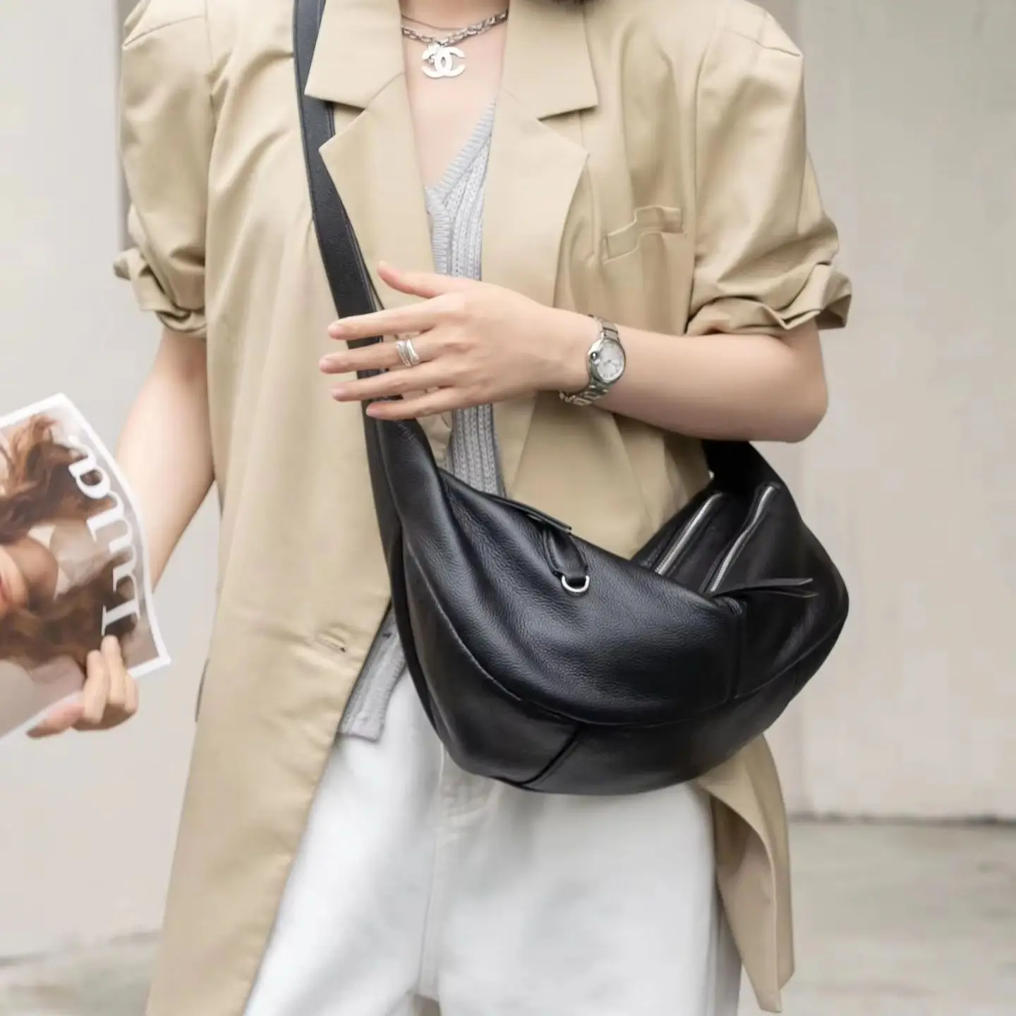 Genuine Leather Fashion Women's Underarm Bag Luxury Designer Ladeis Shoulder Crossbody Purse Bags Female Soft Cowhide Bag 2026
