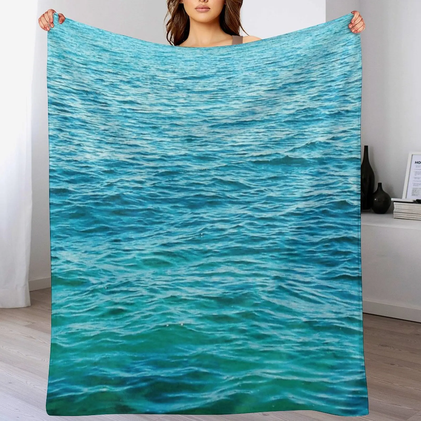 

Turquoise Ocean Throw Blanket Plush Fuzzy Cozy Blanket for Couch Sofa