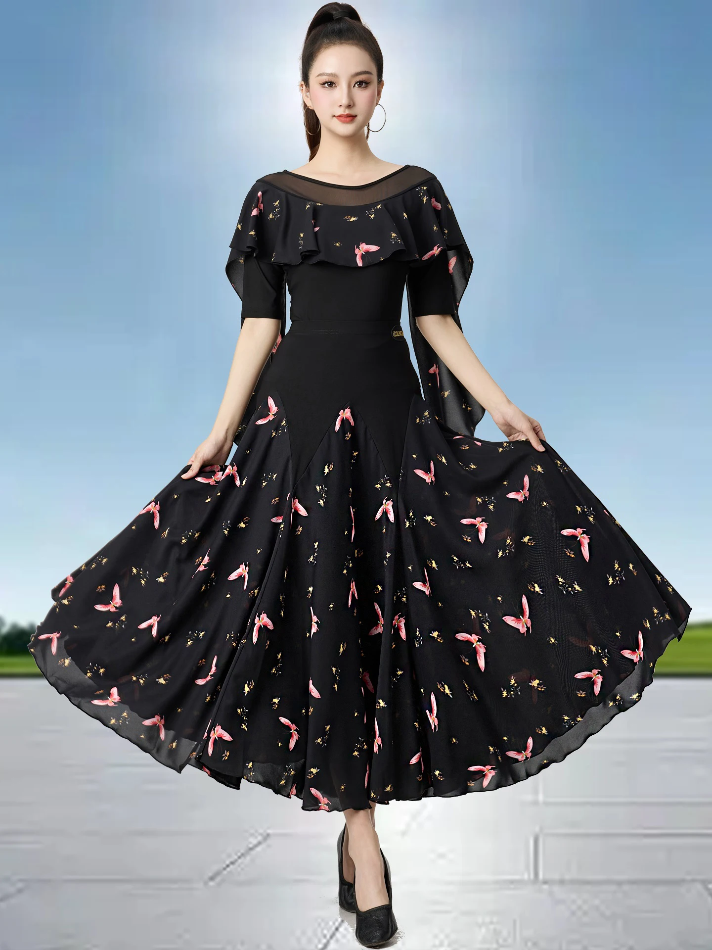 

National Standard Dance Clothes Modern Dance Skirt Women Social Dance Big Swing Skirt Ballroom Dance Performance Wear DQL11274